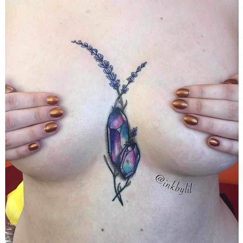 Gemstone Color Feminine Tattoo