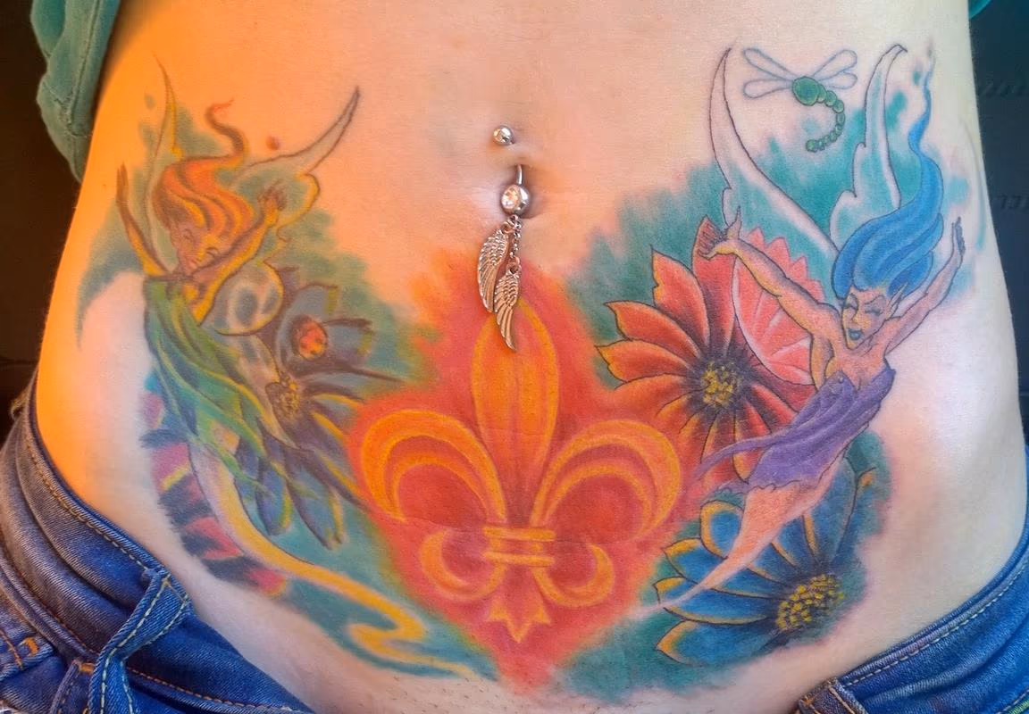 Fairies and Flowers Color Tattoo Sexy and Feminine