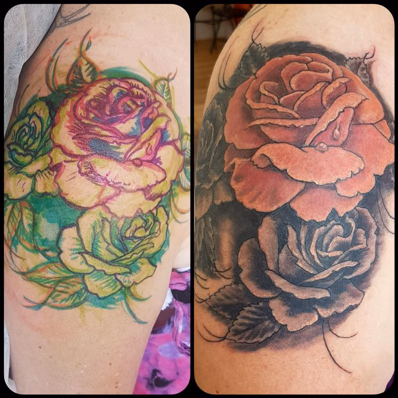 Shoulder Cap Rose Tattoo