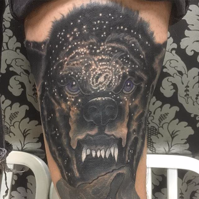 Galaxy wolf tattoo