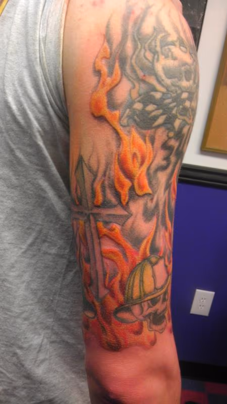 fire and skulls
