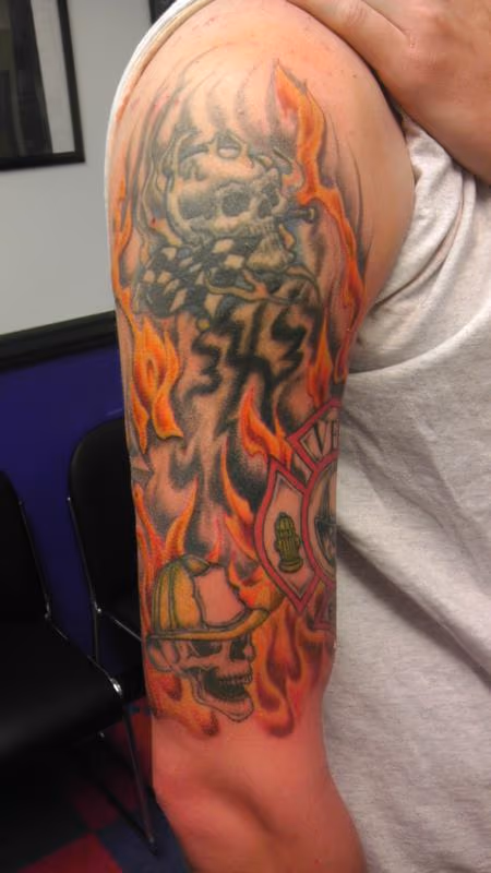 fire and skulls