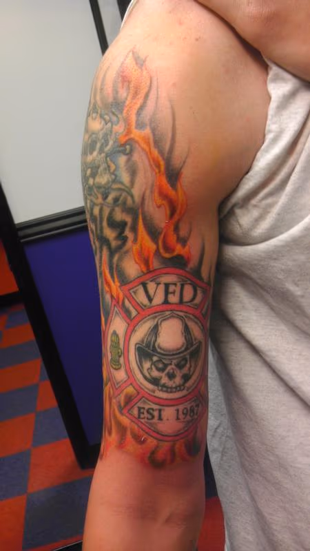 fire and skulls