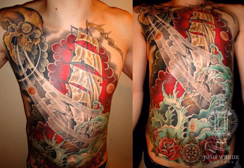Ship with a Crimson Sky