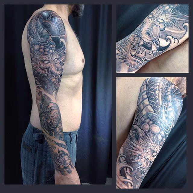 Black and Grey Dragon Sleeve