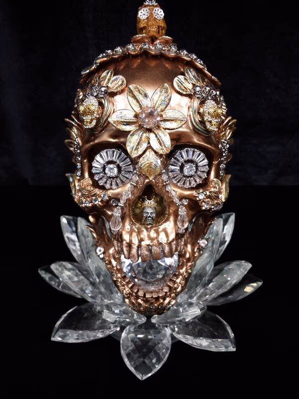 Bronze & Crystal Skull