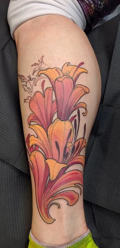 Color flowers tattoo