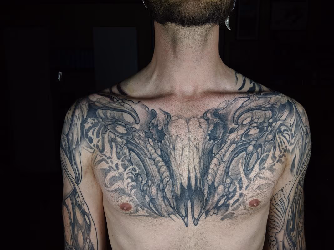 Skull Chest Tattoo