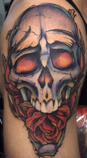 Skull with a Rose in its mouth