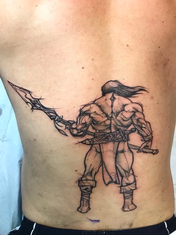 Sketchy barbarian start of full back