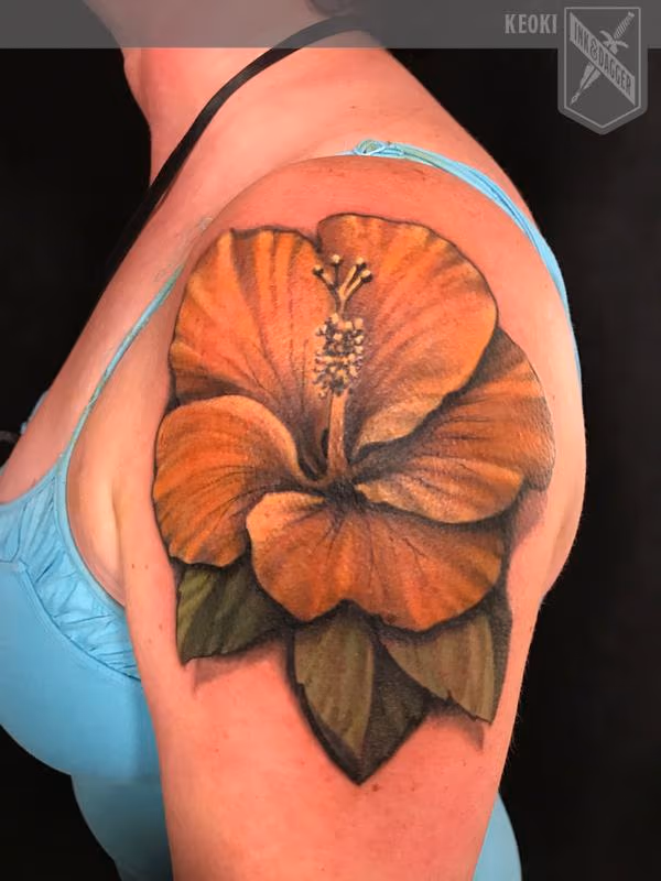 Color flower tattoo