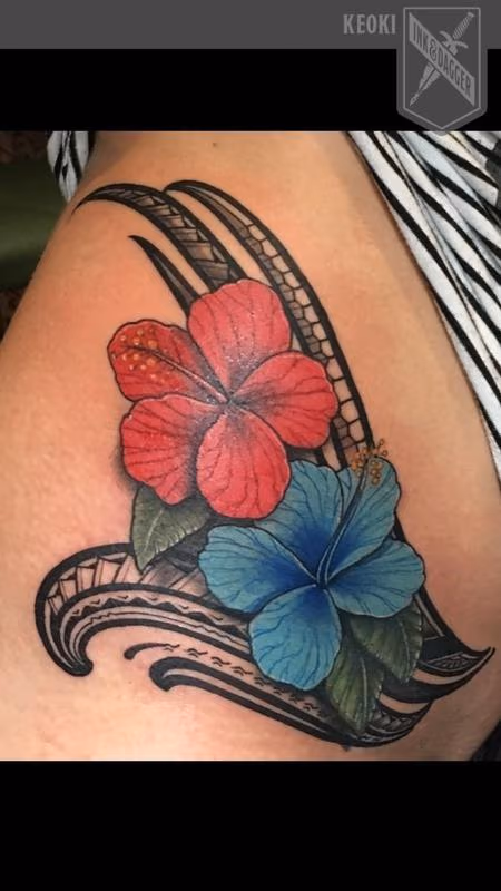 Polynesian floral tattoo