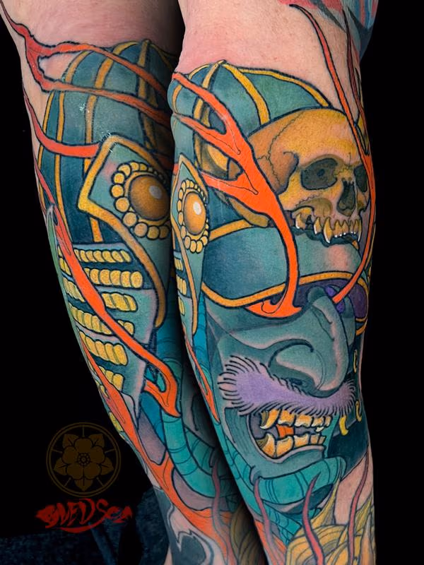 Samurai helmet tattoo