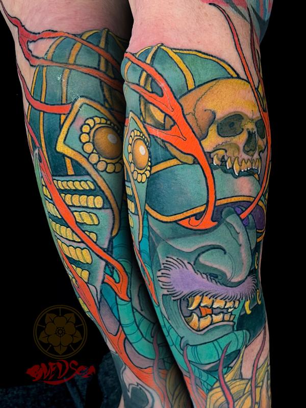 Samurai helmet tattoo