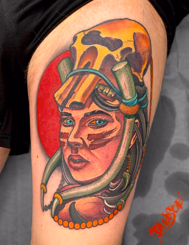 Ancient woman warrior tattoo