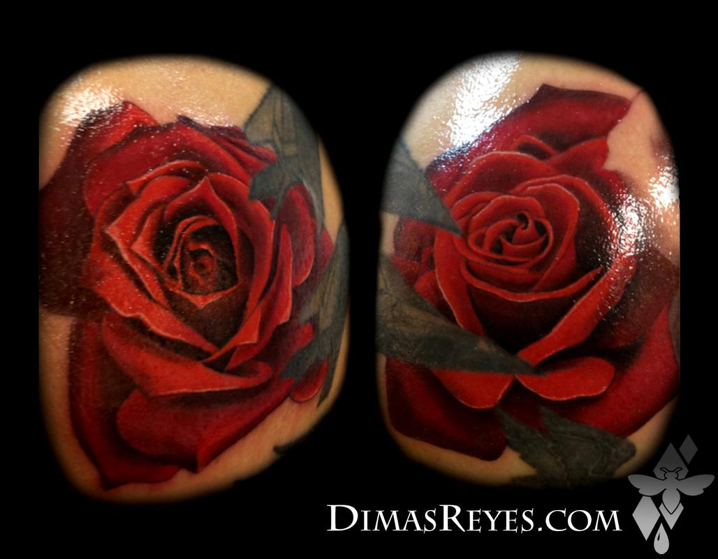 Color Realistic Rose Tattoos