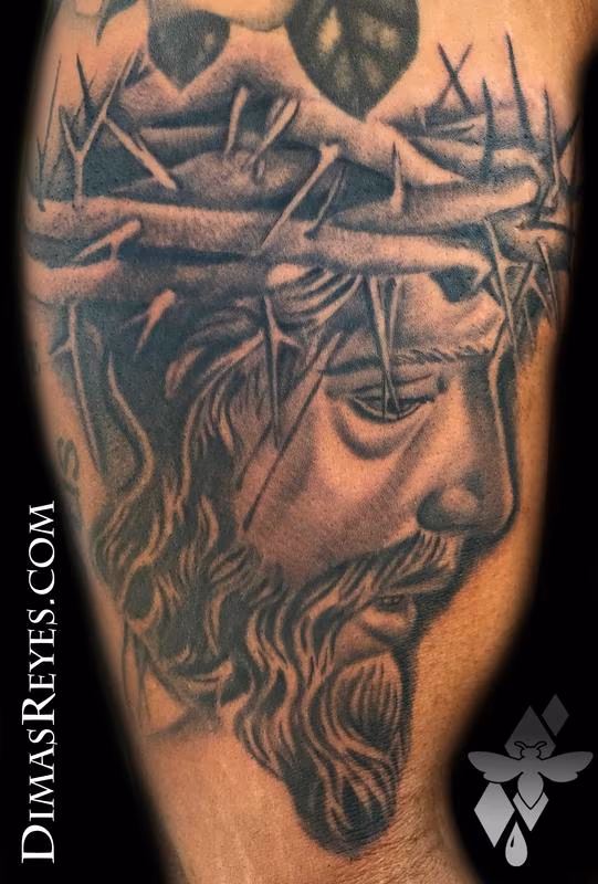 Black and Grey Jesus Christ tattoo