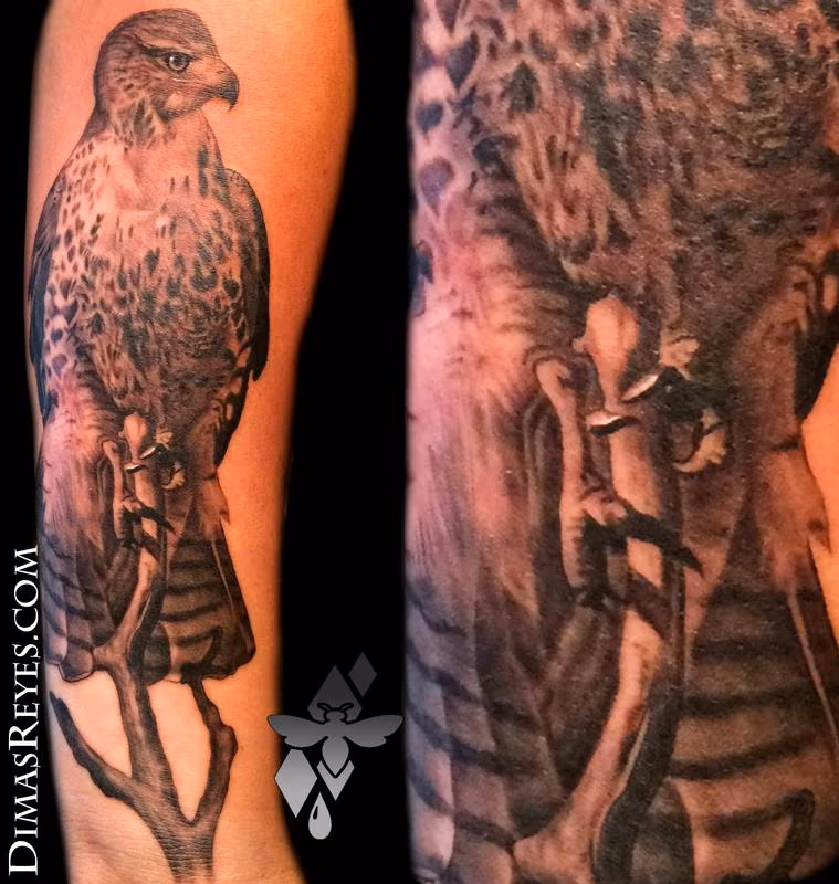 Realistic Red Tailed Hawk Tattoo
