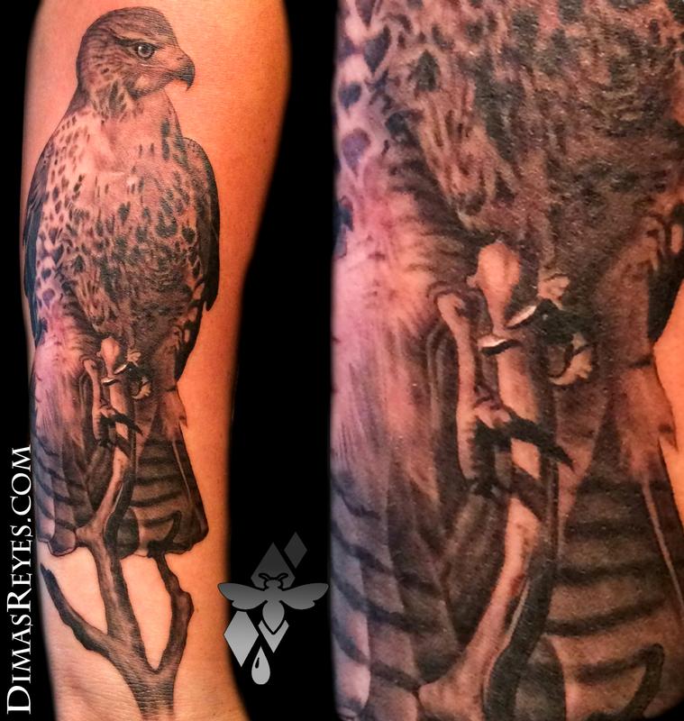 Realistic Red Tailed Hawk Tattoo