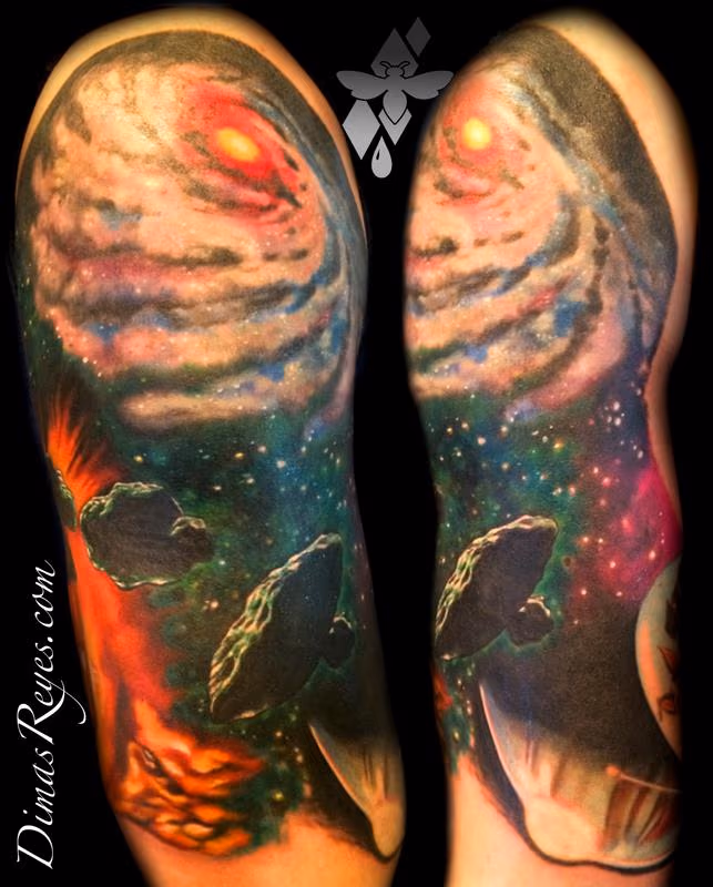 Color Realistic Space Sleeve Tattoo