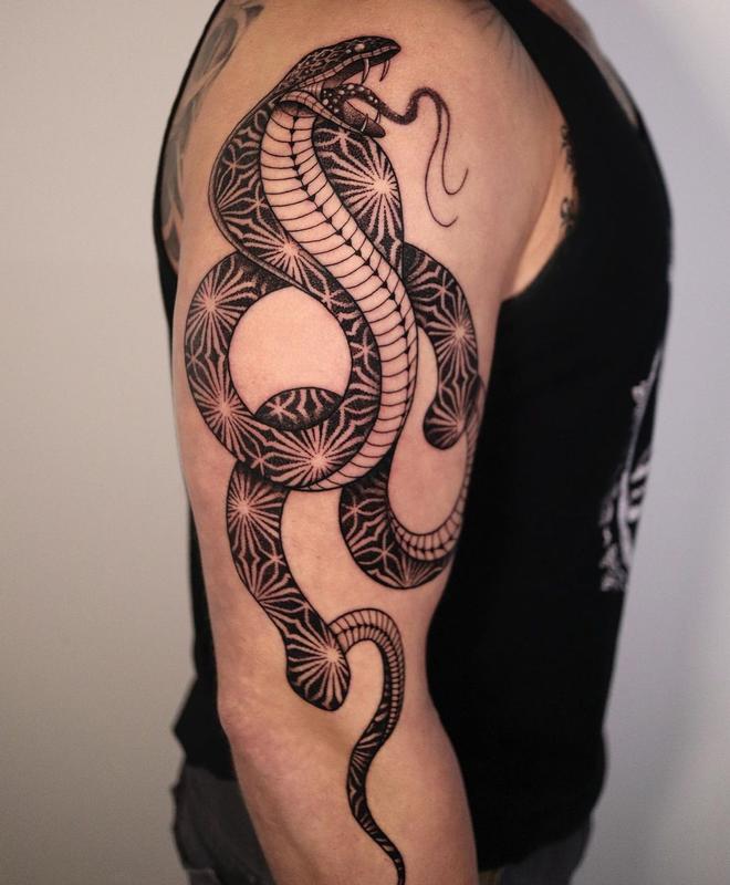 Snake Blackwork Pattern Tattoo