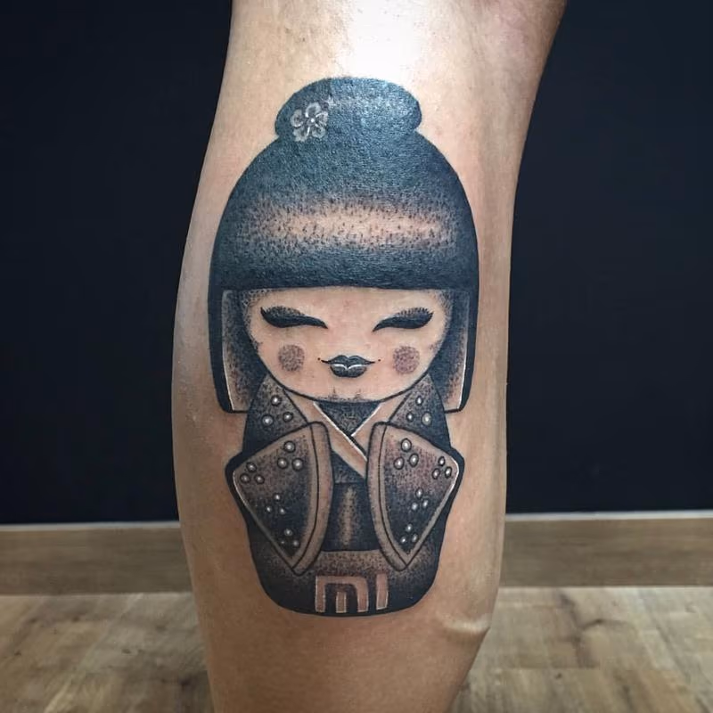 Kokeshi Doll in Blackwork