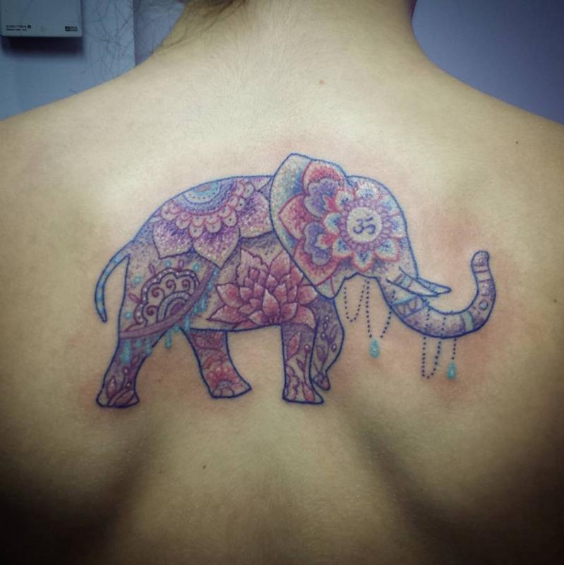 Elefante mandala/dotwork a color