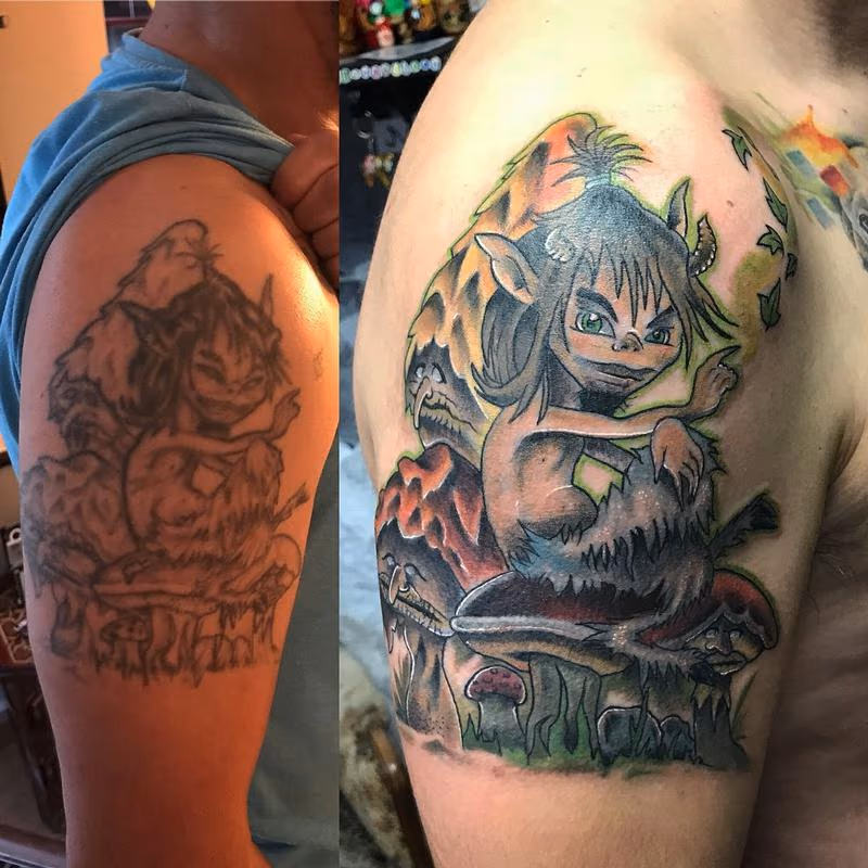 Satyr Tattoo Touch-Up in Color