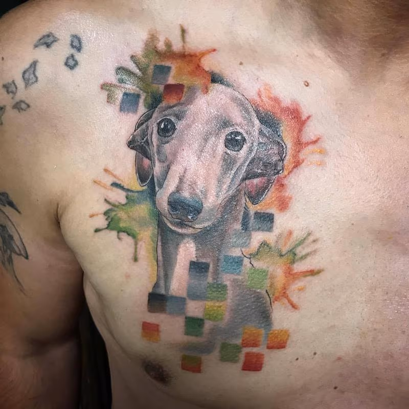 Dog Portrait with Watercolor Details