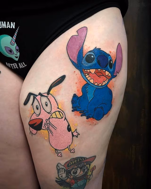 Cartoon Courage and Stitch in Color