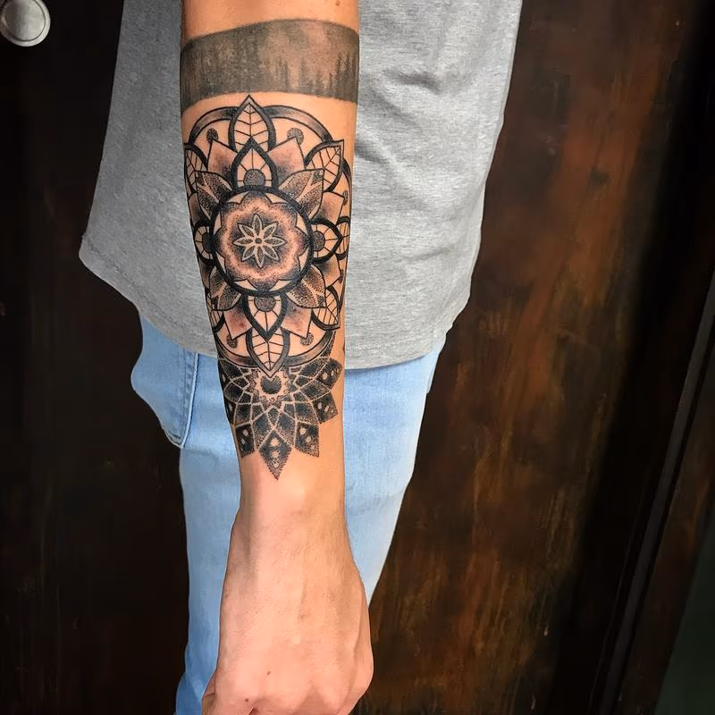Blackwork Flower Mandala