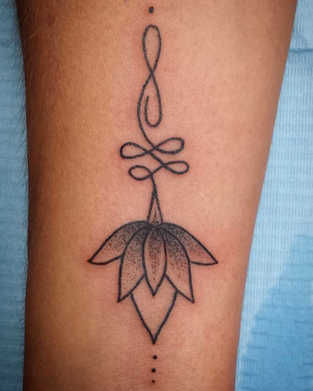 Flower Unalome with Dotwork