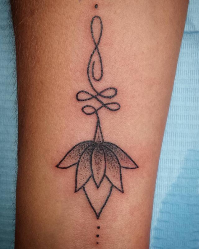 Flower Unalome with Dotwork