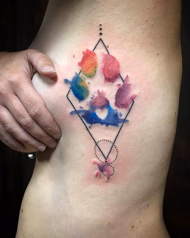 Dog Paw with Heart Shape and Watercolor Effect