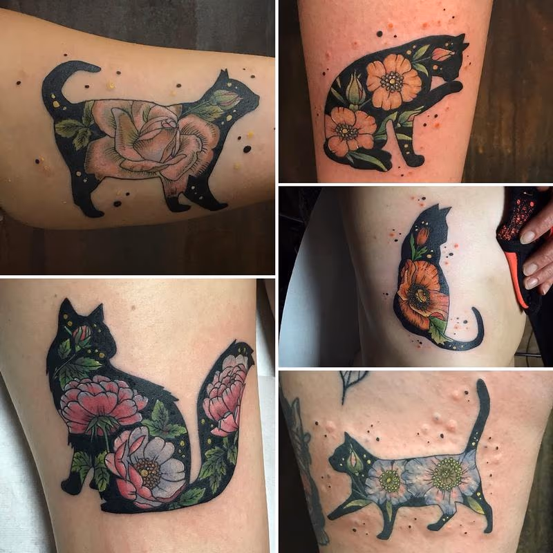 Cat/flowers