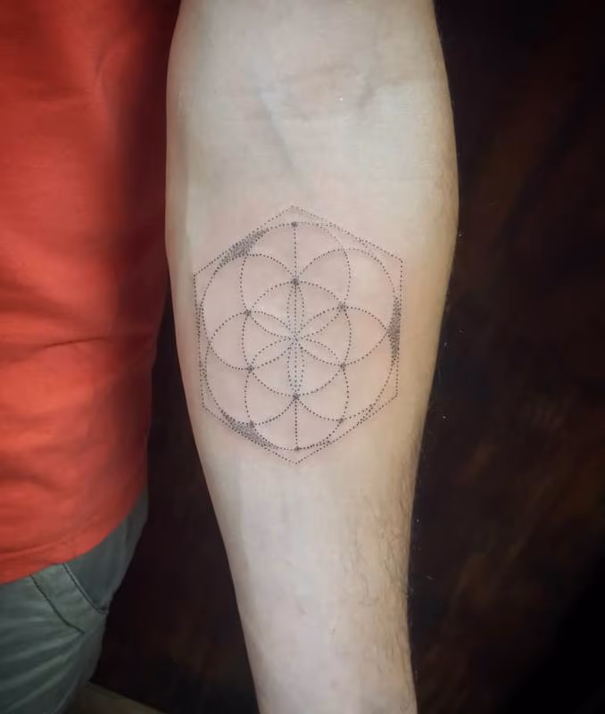 Geometrical Circles Dotwork Tattoo