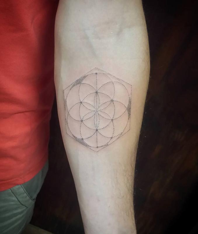 Geometrical Circles Dotwork Tattoo