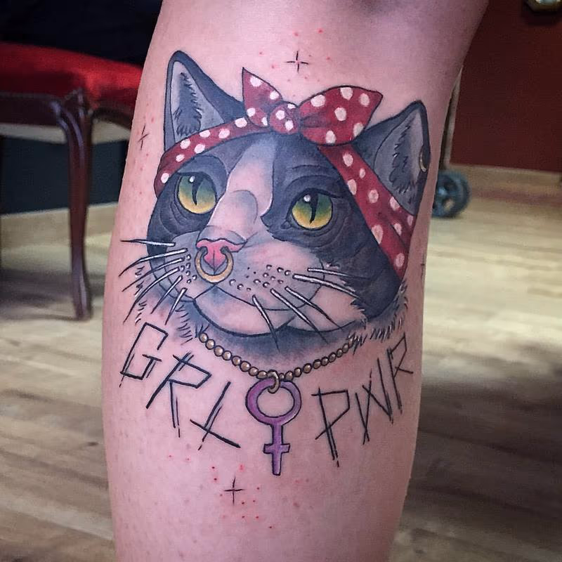 Feminist Cat in Color with Lettering