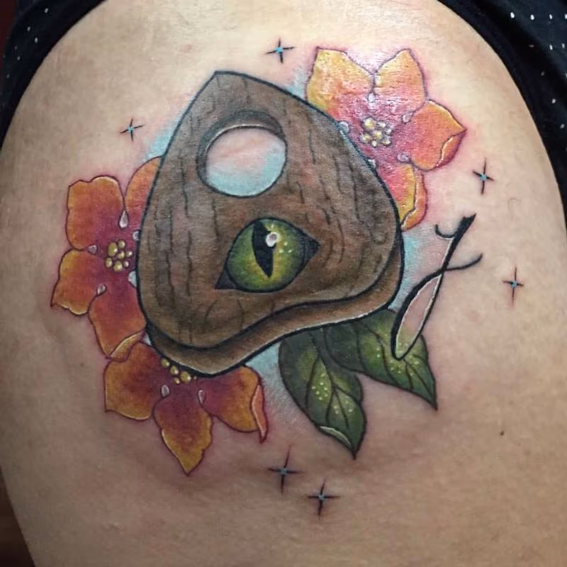 Ouija and flowers in color
