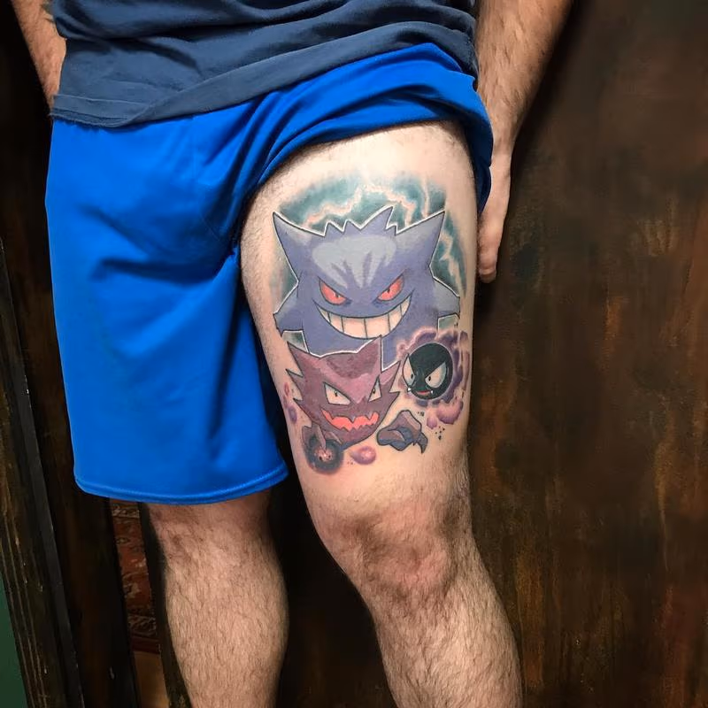 Pokemons Gastly Haunter and Gengar Tattoo