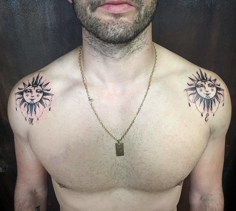 Blackwork Suns with Ornaments