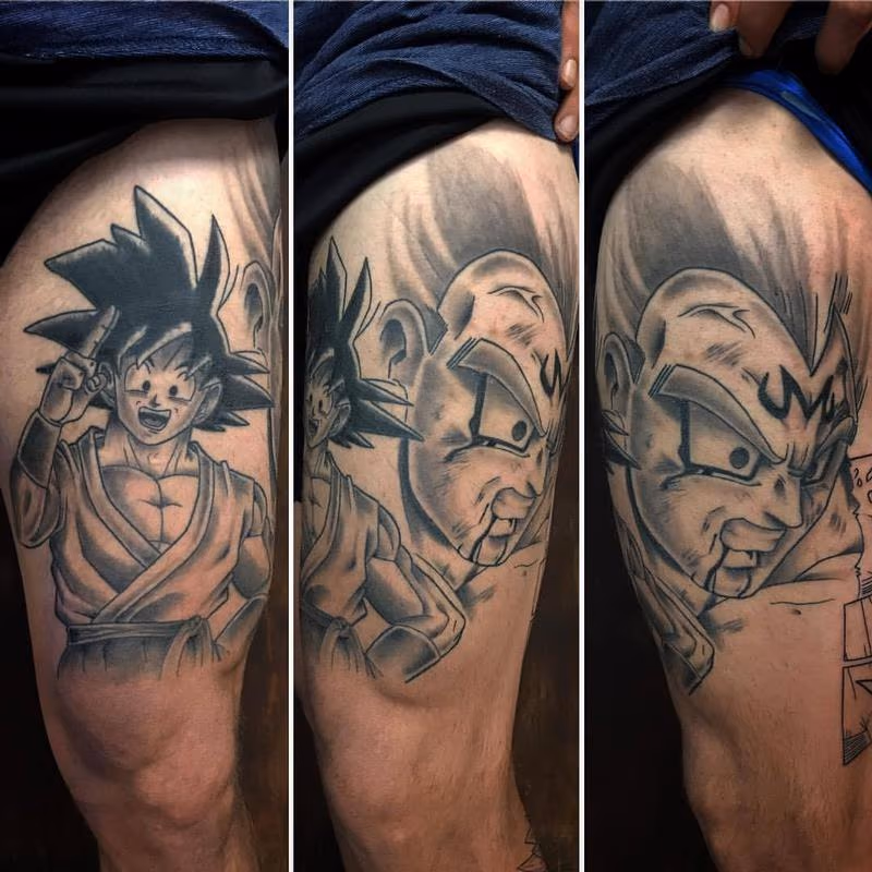 Son Goku and Vegeta in Black and Gray