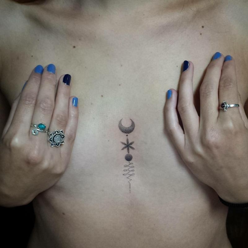 Dotwork Moon Unalome