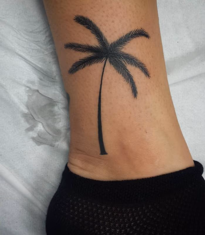 Palm Tree Blackwork Tattoo