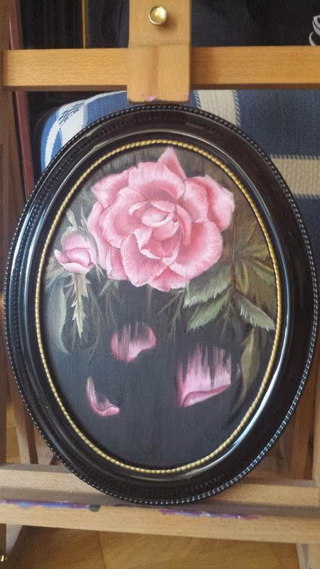 Oil Painting of a Rose Withering