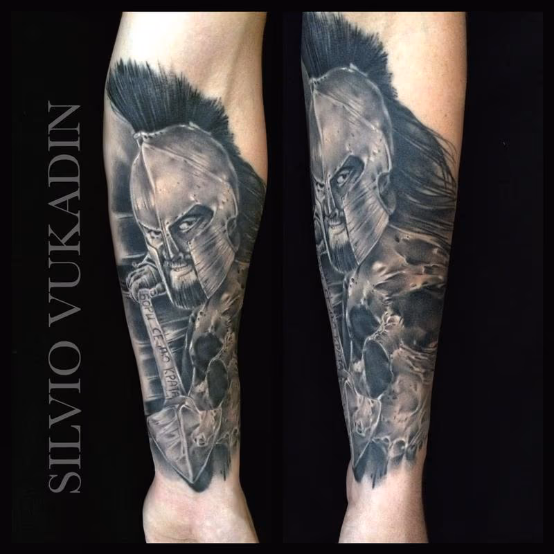 Spartan warrior and Skull