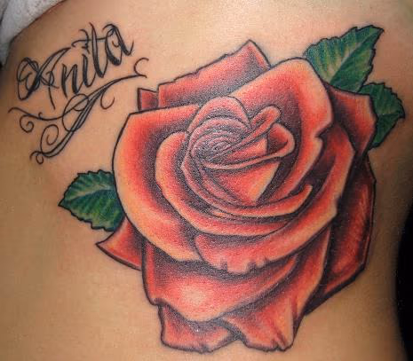 Rose and lettering