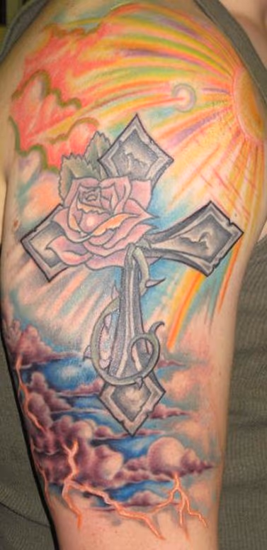 Cross with rose and background....