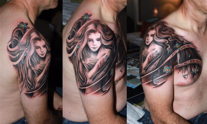 Flowing Girl Tattoo