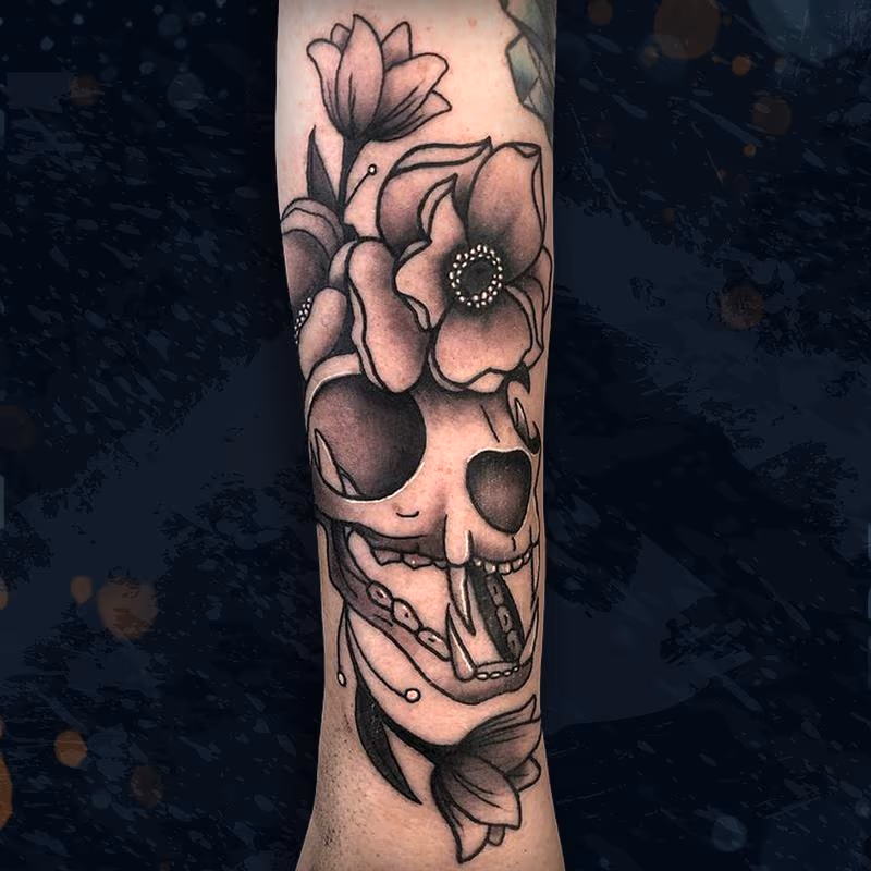 Cat Skull & Magnolias